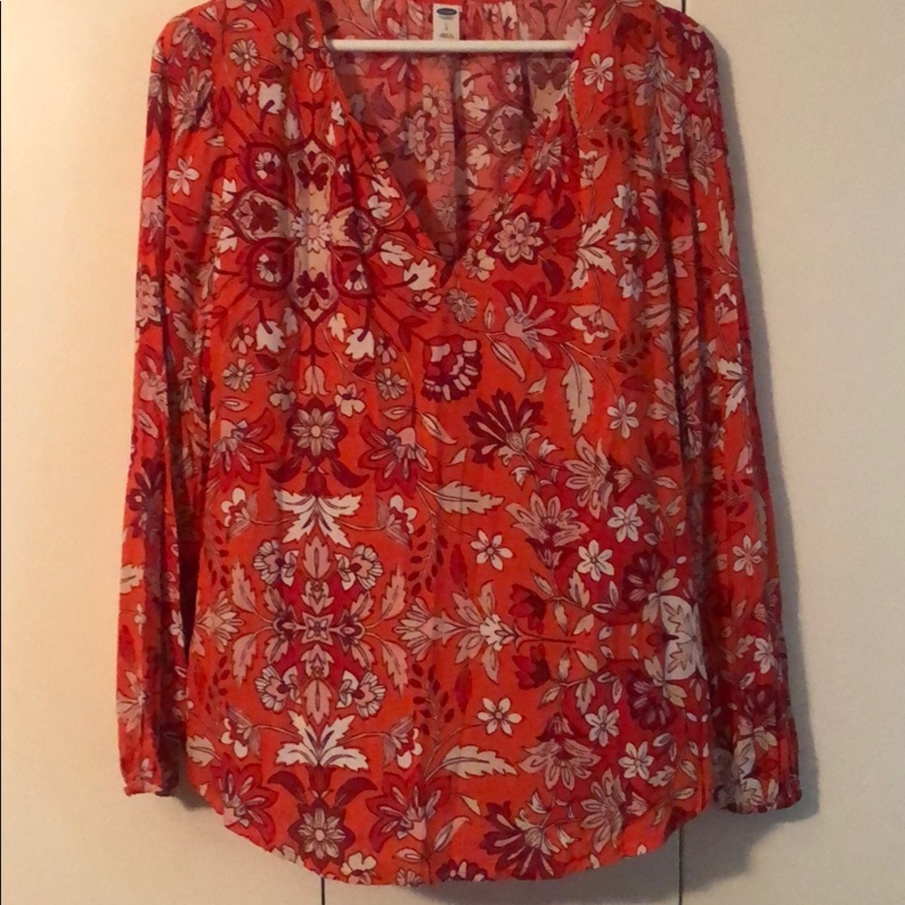 Orange/Red Paisley Print Top